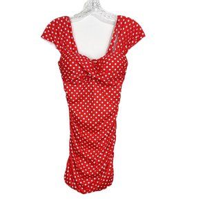 Manxia Swim Tankini Dress Juniors XL Red Polka Dot Padded Ruffled One-Piece